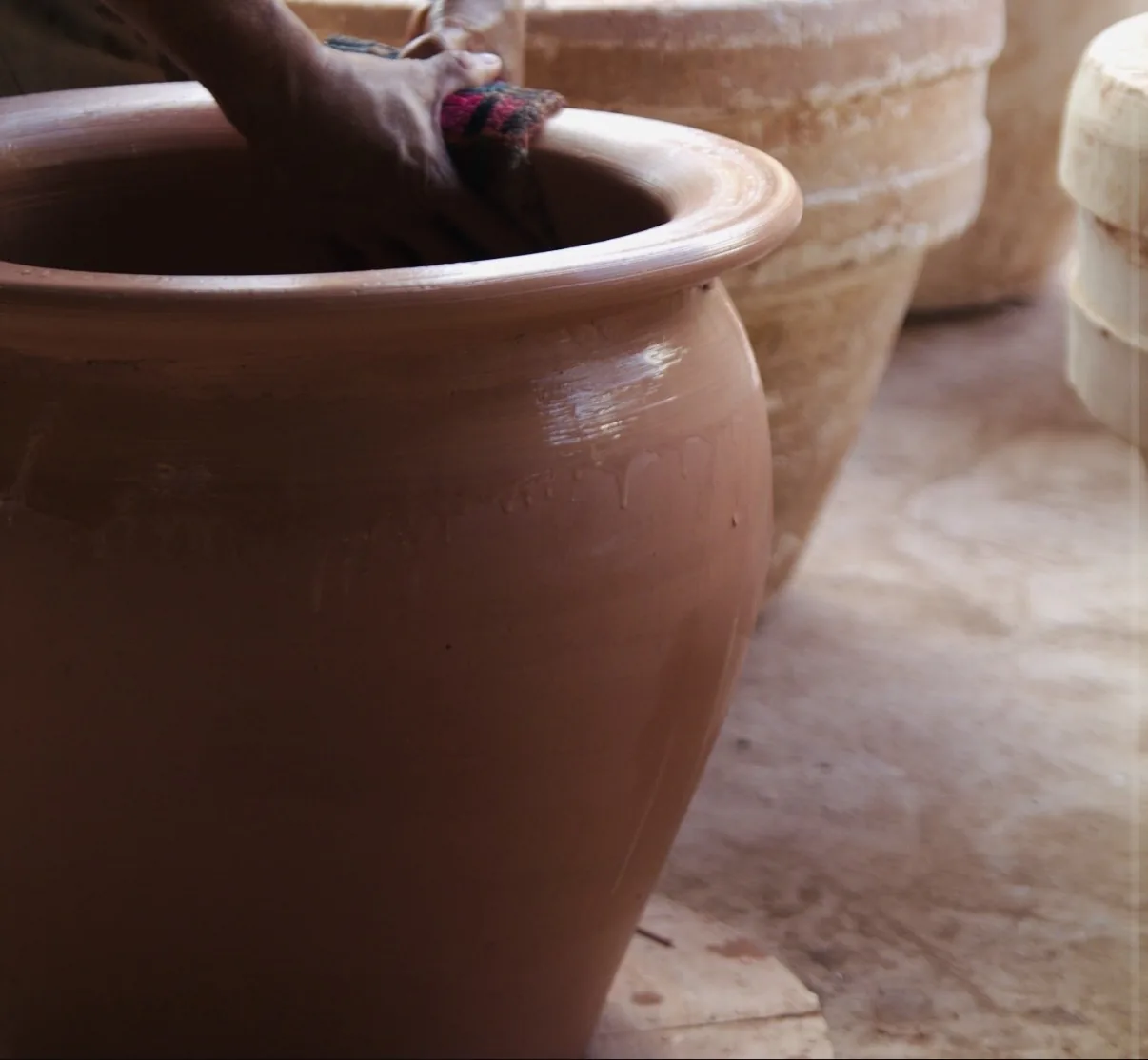 Pottery factory at work